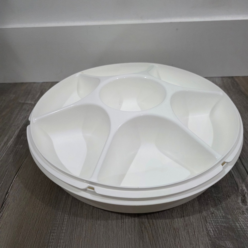 Tupperware Serving Tray White Sectioned Vegetable